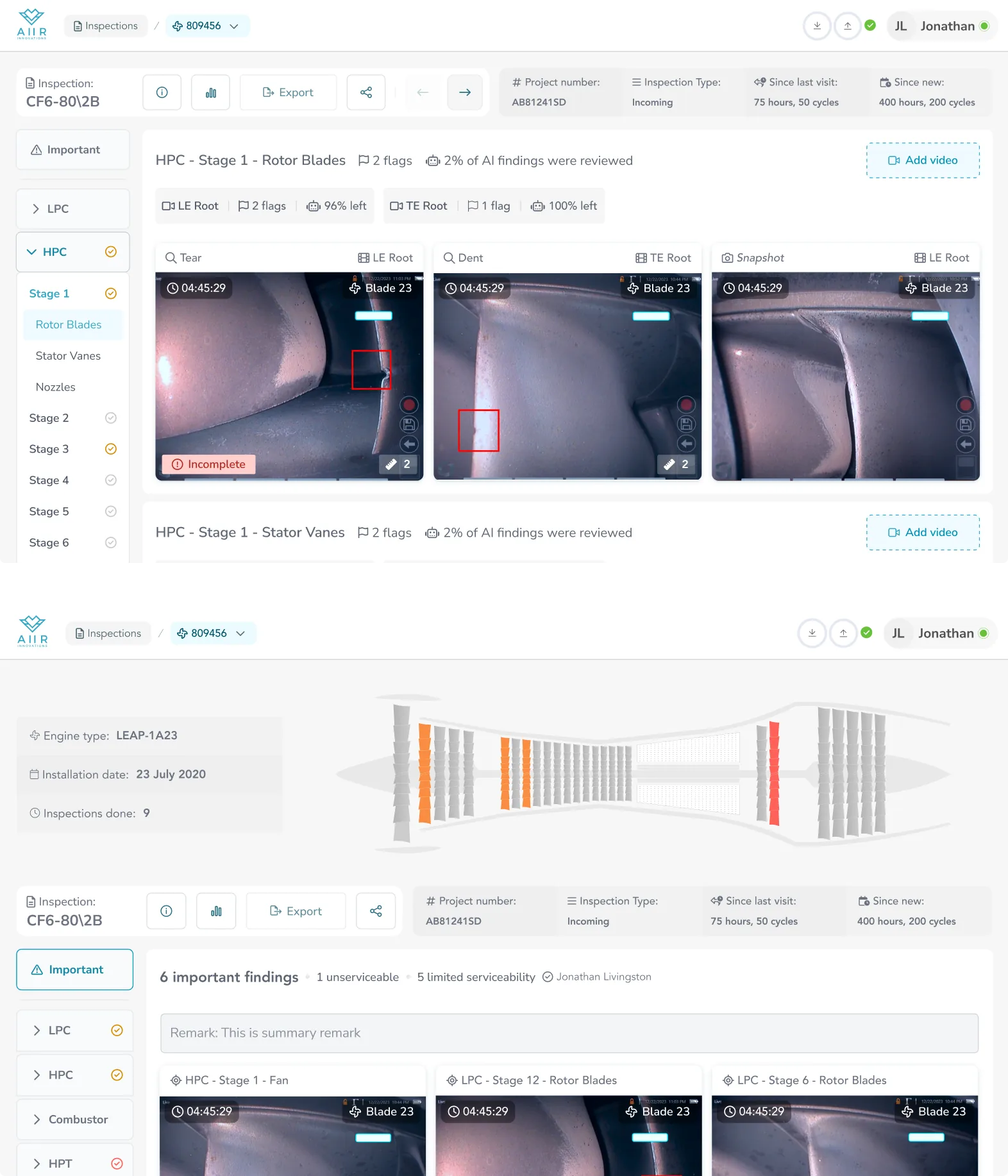 Aiir inspection platform — product screen 6