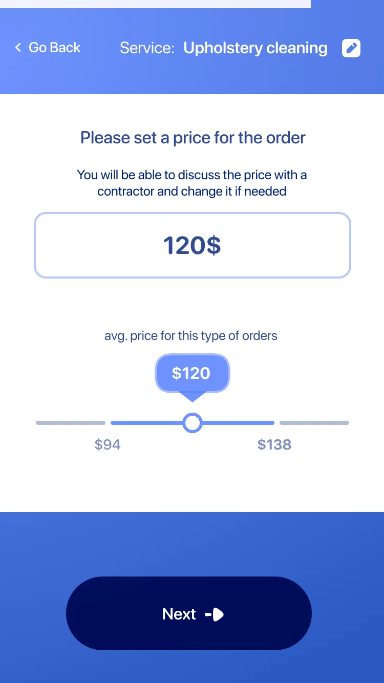 Set your price — with average price indicator